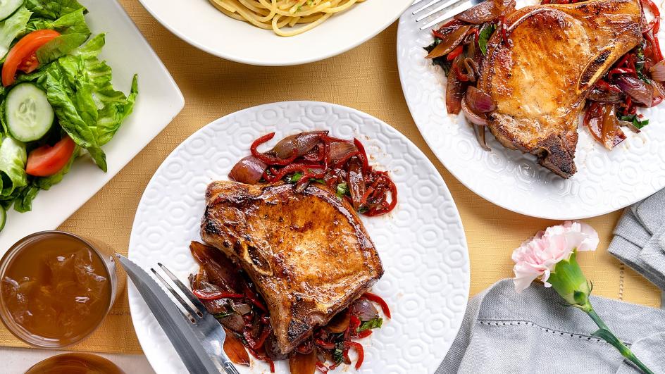 Pork Chops with Pepper and Onion Relish