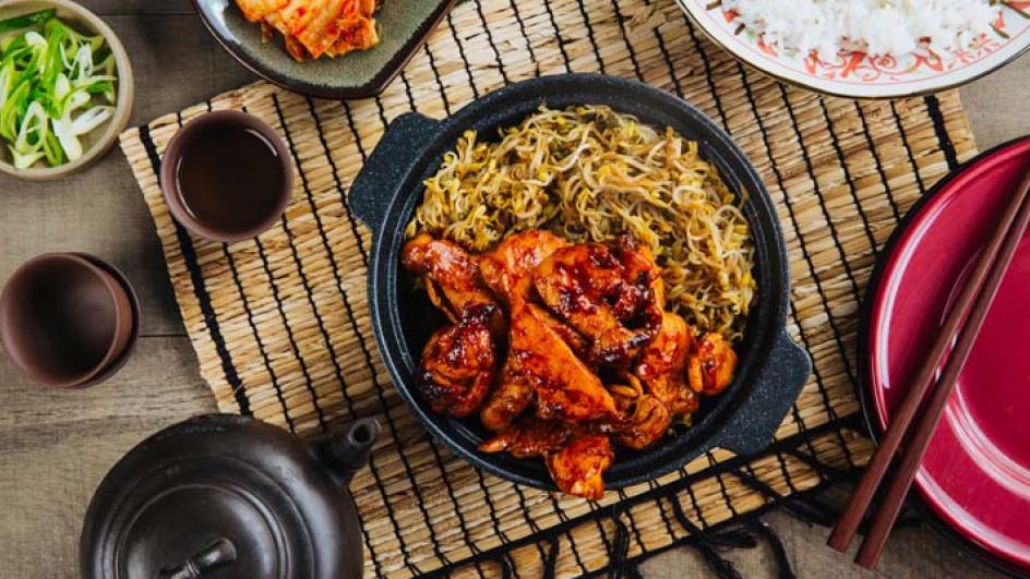 Korean Chicken Barbecue with Bean Sprouts